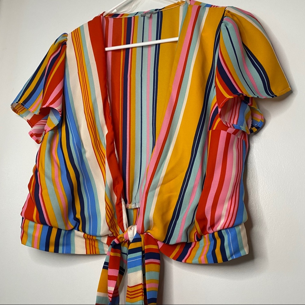 Tropical Tie / Crop Blouse (NWOT)